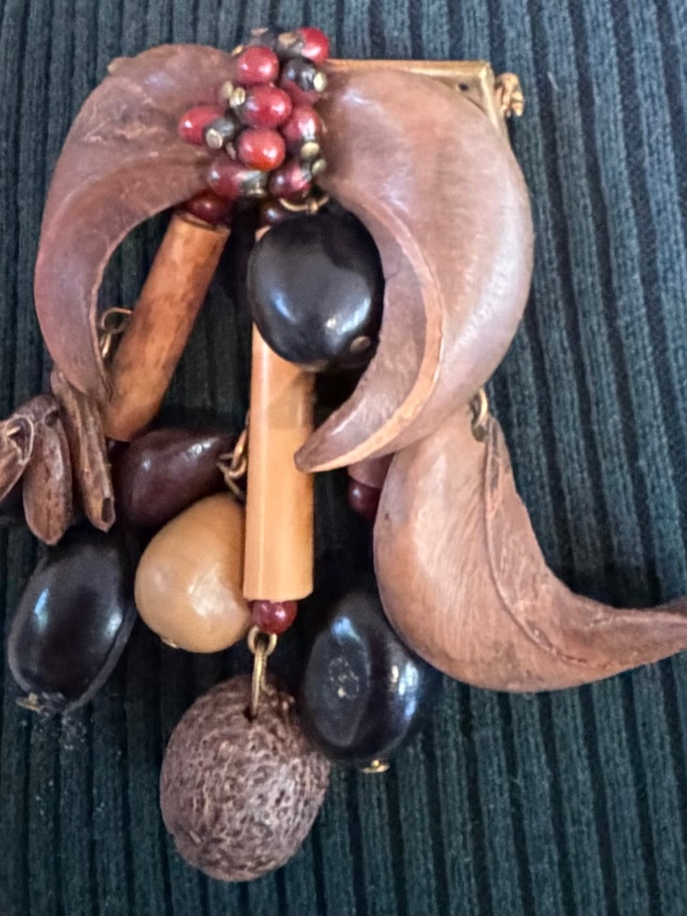 Vintage Hawaiian Seed, Nut & Wooden Pod Brooch